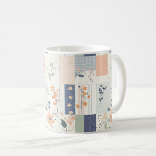 Skandinavisches florales Patchwork in Rosé und Bla Kaffeetasse
