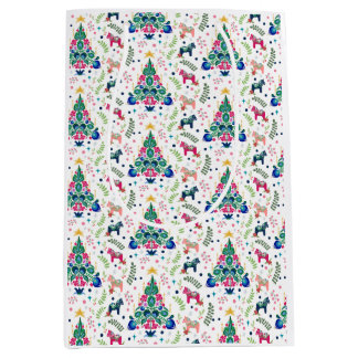 Skandinavisches Folk Art Weihnachtsbaum Geschenkta Mittlere Geschenktüte