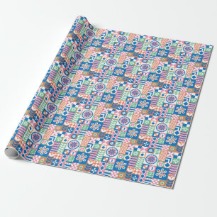 skandinavisches Folklore-Abstraktes Muster Geschenkpapier
