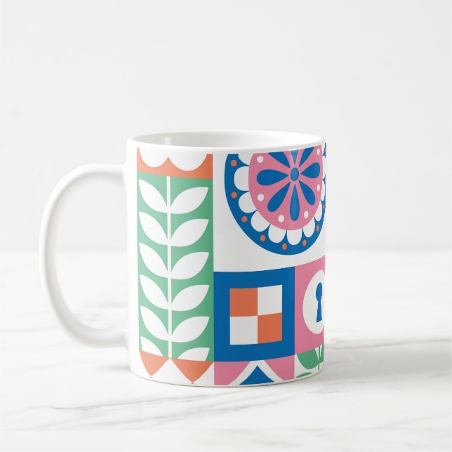 skandinavisches Folklore-Abstraktes Muster Kaffeetasse (Links)