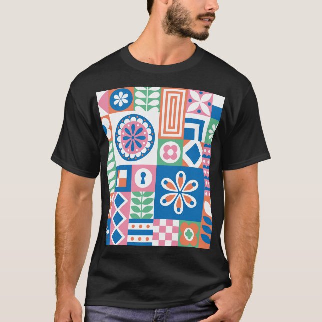skandinavisches Folklore-Abstraktes Muster T-Shirt (Vorderseite)