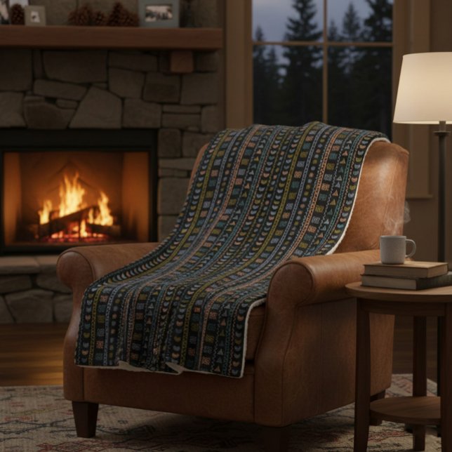 Skandinavisches Folkloremuster Gemütliches Donnerp Sherpadecke (Von Creator hochgeladen)