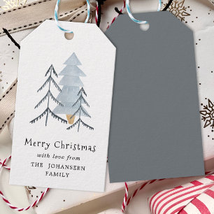 Skandinavisches Frohe Weihnachten Winterwald Bäume Geschenkanhänger