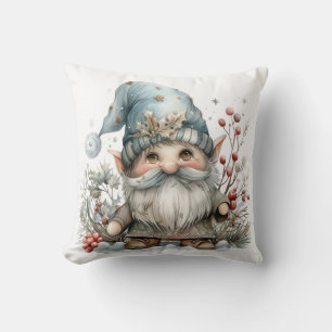 Skandinavisches Gnome in Baby Blue Watercolor Kissen