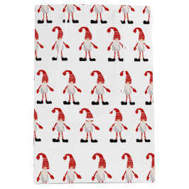 Skandinavisches Gnome Red White Grau Xmas Muster Mittlere Geschenktüte