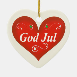 Skandinavisches Gott-Jul-Weihnachtsherz Keramikornament