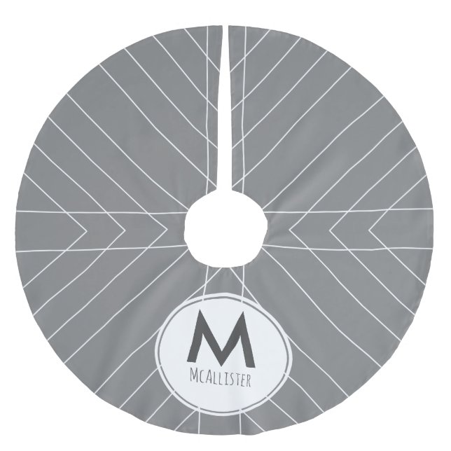 Skandinavisches Grau-Weiß-Weiß-Pfeile Polyester Weihnachtsbaumdecke (Vorderseite)