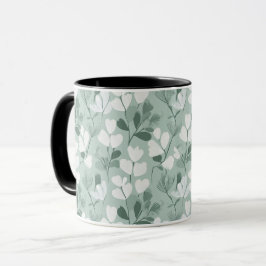 Skandinavisches Hellgrünes Blatt Salbei Blumenmust Tasse