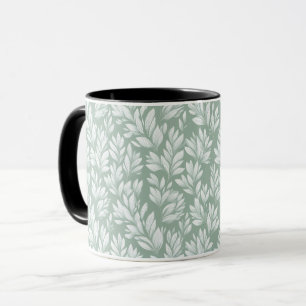 Skandinavisches Hellgrünes Blatt Salbei Blumenmust Tasse