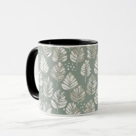 Skandinavisches Hellgrünes Blatt Salbei Blumenmust Tasse