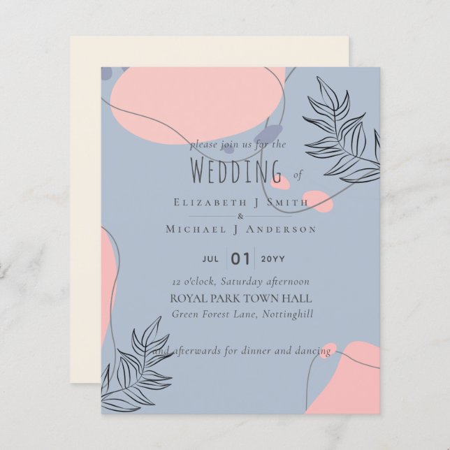 Skandinavisches Japandi Moderne Abstrakte Hochzeit (Vorne/Hinten)