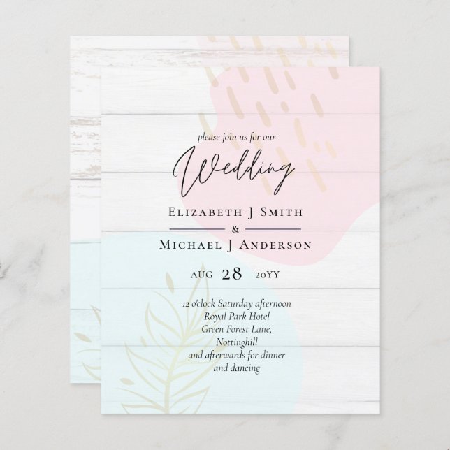 Skandinavisches Japandi Moderne Abstrakte Hochzeit (Vorne/Hinten)