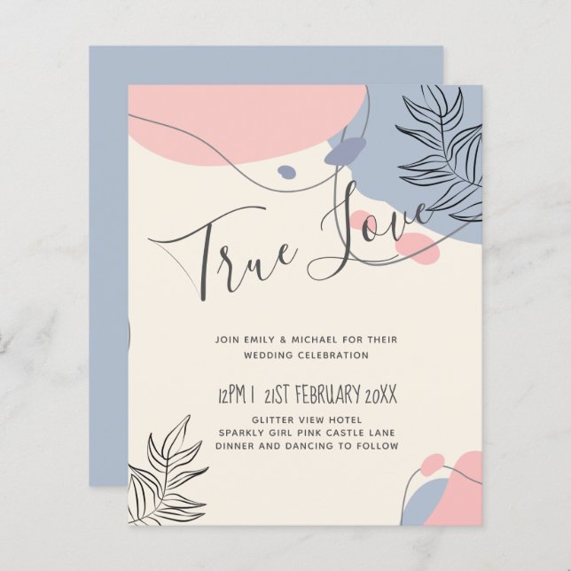 Skandinavisches Japandi Moderne Abstrakte Hochzeit (Vorne/Hinten)