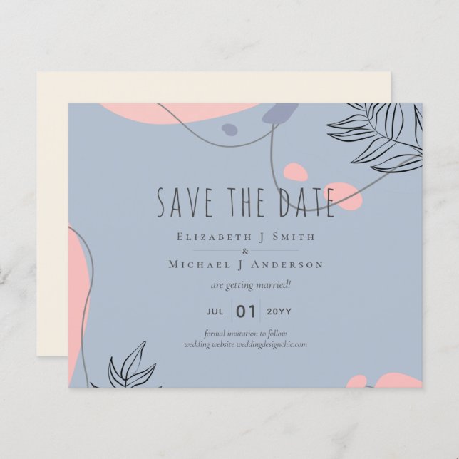 Skandinavisches Japandi Moderne Abstrakte Hochzeit (Vorne/Hinten)