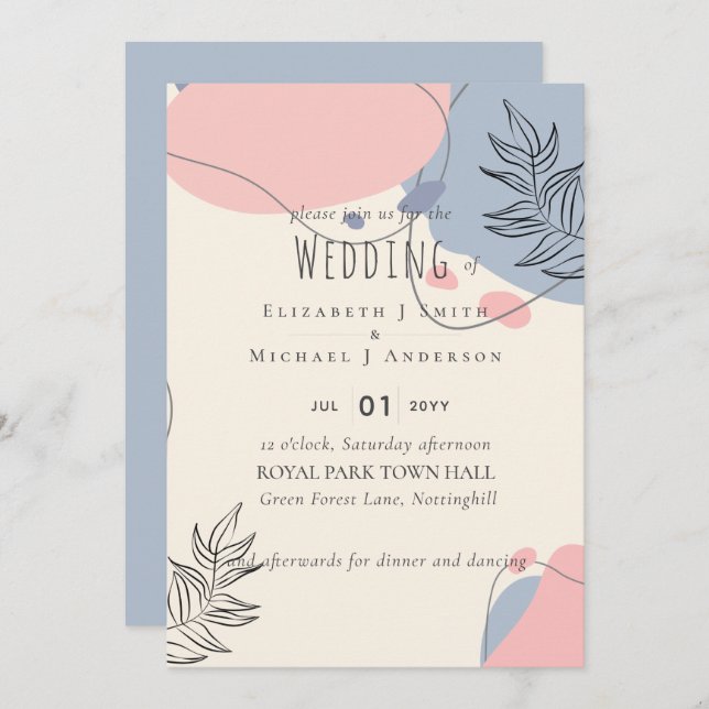 Skandinavisches Japandi Moderne Abstrakte Hochzeit (Vorne/Hinten)