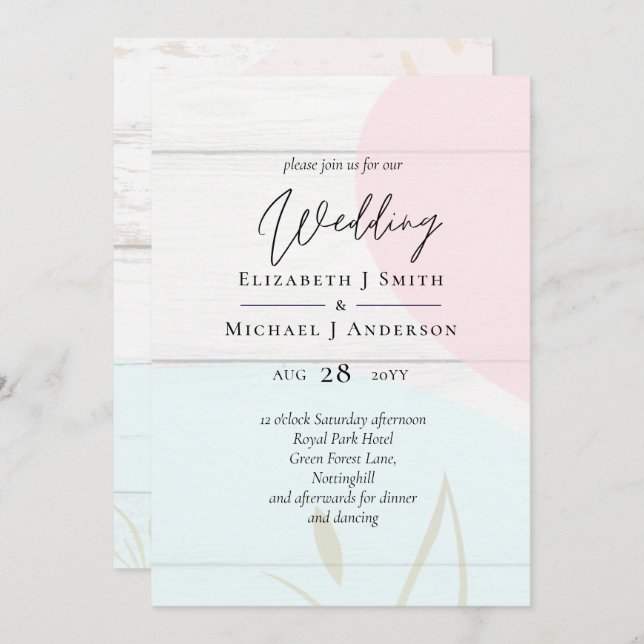 Skandinavisches Japandi Moderne Abstrakte Hochzeit (Vorne/Hinten)