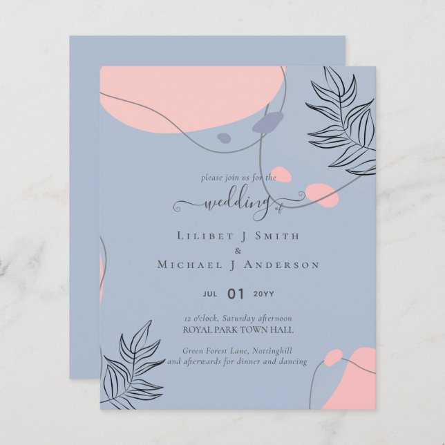 Skandinavisches Japandi Moderne Abstrakte Hochzeit (Vorne/Hinten)