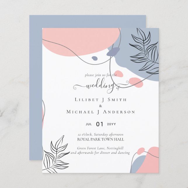 Skandinavisches Japandi Moderne Abstrakte Hochzeit (Vorne/Hinten)