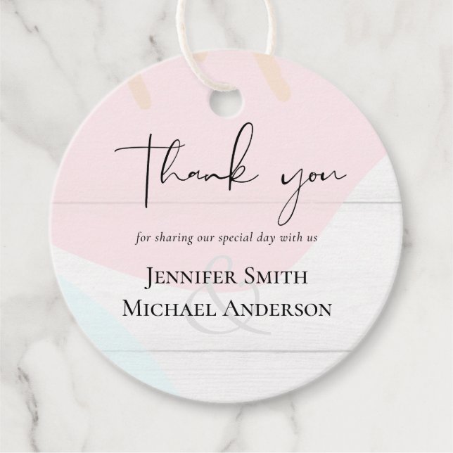 Skandinavisches Japandi Moderne Abstrakte Hochzeit Geschenkanhänger (Vorderseite)