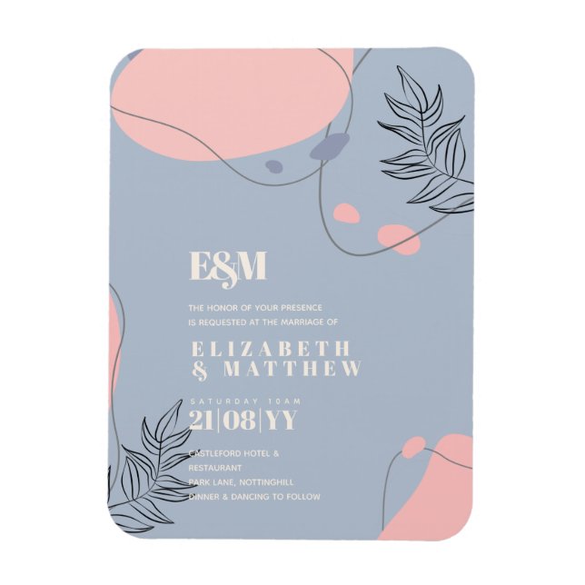 Skandinavisches Japandi Moderne Abstrakte Hochzeit Magnet (Vertikal)