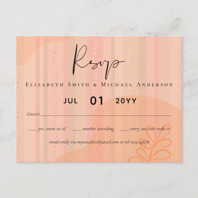 Skandinavisches Japandi Moderne Abstrakte Hochzeit Postkarte (Vorderseite)