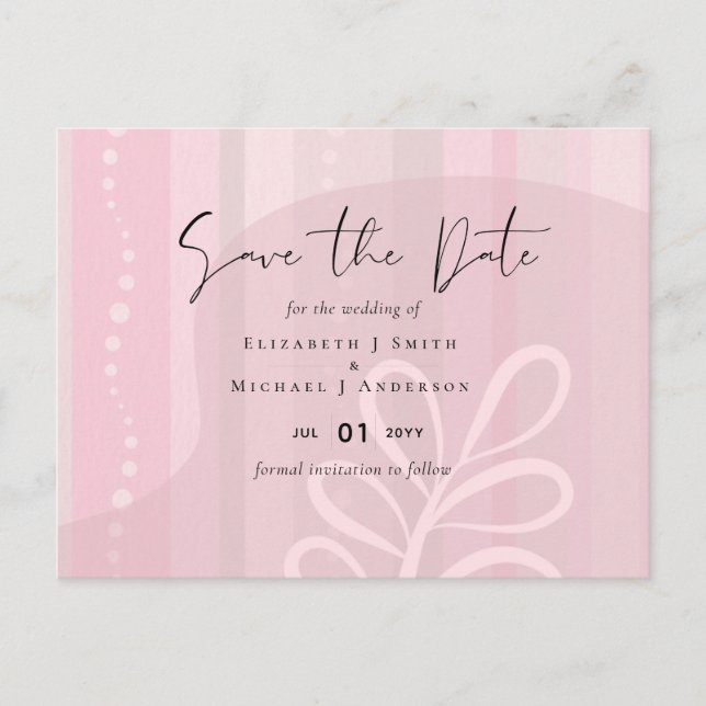 Skandinavisches Japandi Moderne Abstrakte Hochzeit Postkarte (Vorderseite)