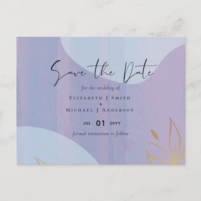 Skandinavisches Japandi Moderne Abstrakte Hochzeit Postkarte (Vorderseite)