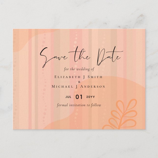 Skandinavisches Japandi Moderne Abstrakte Hochzeit Postkarte (Vorderseite)