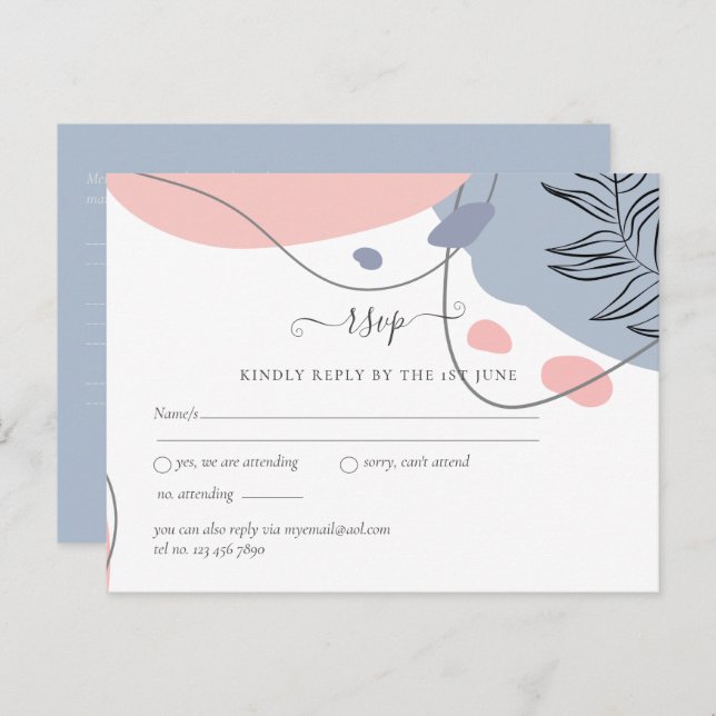 Skandinavisches Japandi Moderne Abstrakte Hochzeit Postkarte (Vorne/Hinten)