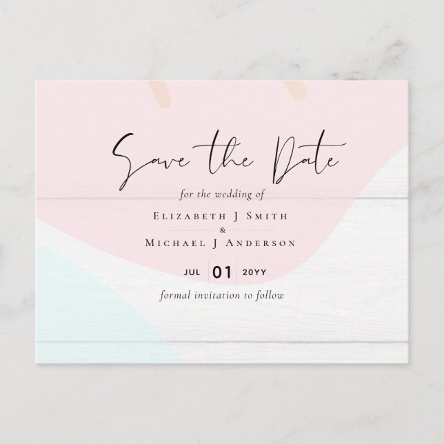 Skandinavisches Japandi Moderne Abstrakte Hochzeit Postkarte (Vorderseite)