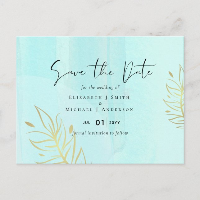 Skandinavisches Japandi Moderne Abstrakte Hochzeit Postkarte (Vorderseite)