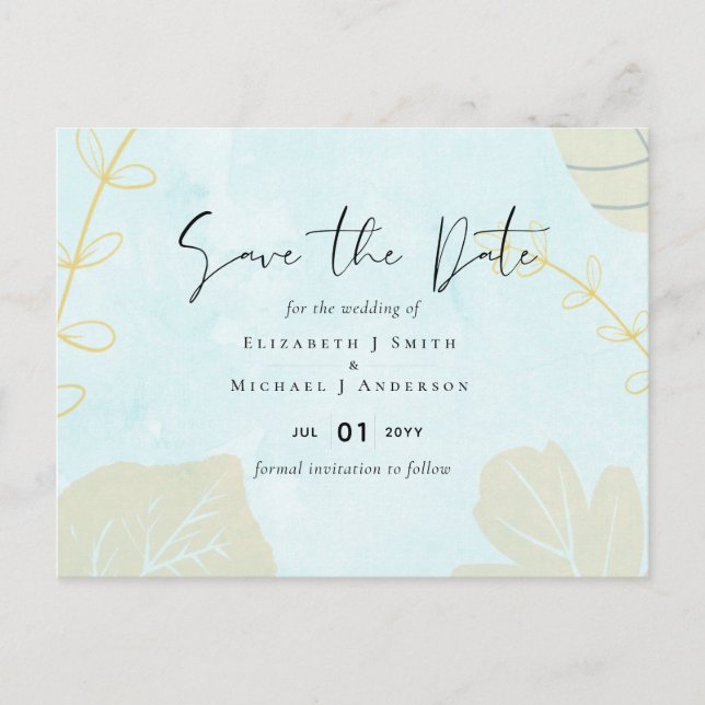 Skandinavisches Japandi Moderne Abstrakte Hochzeit Postkarte (Vorderseite)