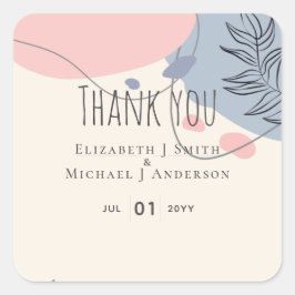 Skandinavisches Japandi Moderne Abstrakte Hochzeit Quadratischer Aufkleber