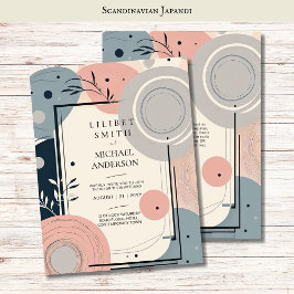 Skandinavisches japandi Wedding Theme Blush Blue Einladung