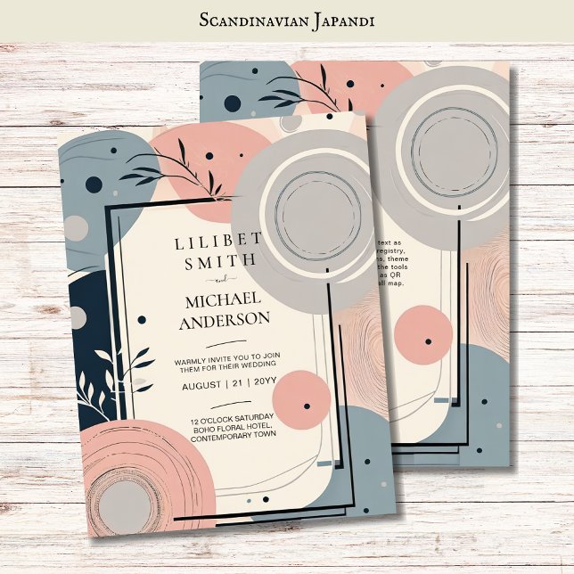 Skandinavisches japandi Wedding Theme Blush Blue Einladung (Von Creator hochgeladen)