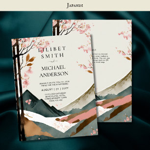 Skandinavisches Japandi Wedding Theme Earth Tones Einladung