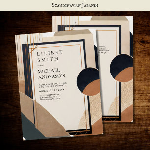 Skandinavisches Japandi Wedding Theme Earth Tones Einladung
