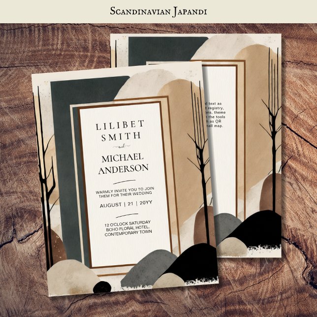 Skandinavisches Japandi Wedding Theme Earth Tones Einladung (Von Creator hochgeladen)