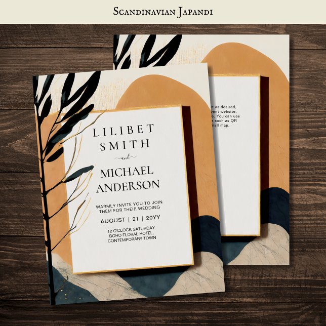 Skandinavisches Japandi Wedding Theme Earth Tones Einladung (Von Creator hochgeladen)