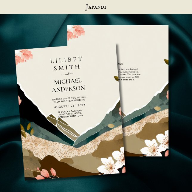 Skandinavisches Japandi Wedding Theme Earth Tones Einladung (Von Creator hochgeladen)