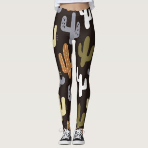 Skandinavisches Kakteen, Vintager nahtloser Hinter Leggings