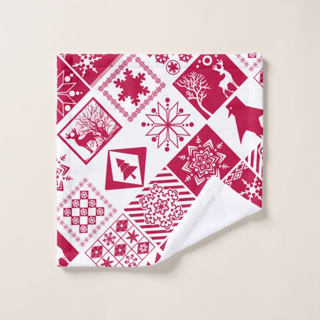 skandinavisches kariert badhandtuch set (Waschlappen)