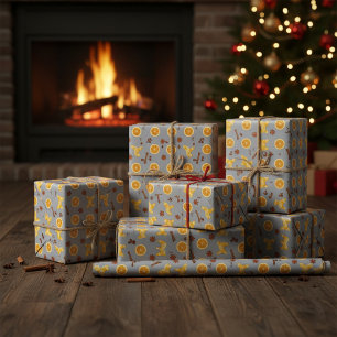 Skandinavisches Lebkuchen- und Zitrus-Weihnachten Geschenkpapier