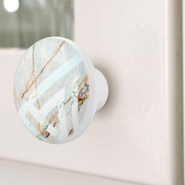 Skandinavisches Minimalistisch geometrisches Beige Keramikknauf (Scandinavian Minimalist Geometric Beige Marble Ceramic Knob)
