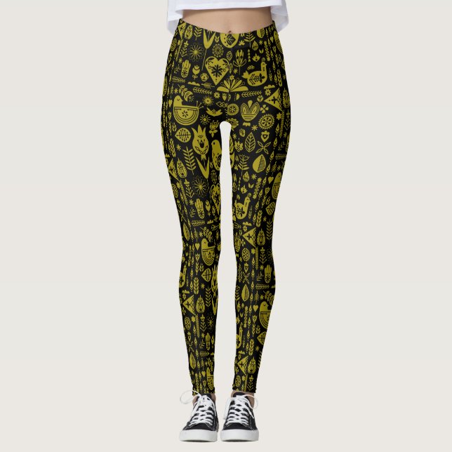 Skandinavisches Muster Kunst Leggings (Vorderseite)