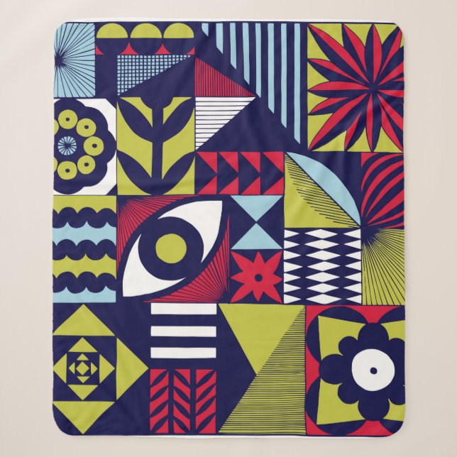 Skandinavisches oder Retrostil grafisches Muster.  Sherpadecke (Vorderseite)