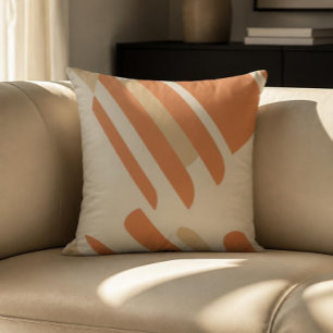 Skandinavisches Orange & Creme Geometrisches Wurfk Kissen