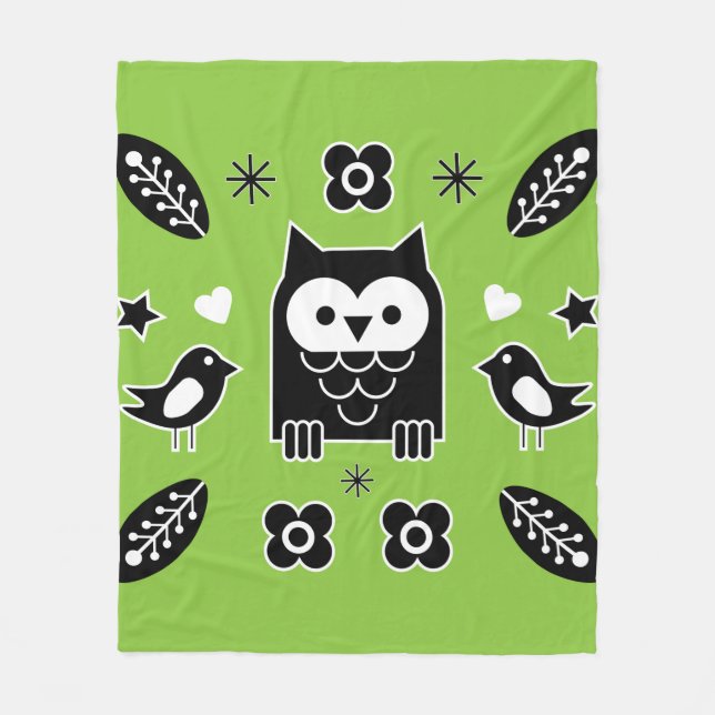 Skandinavisches Owl Folkloregeschenk Fleecedecke (Vorderseite)