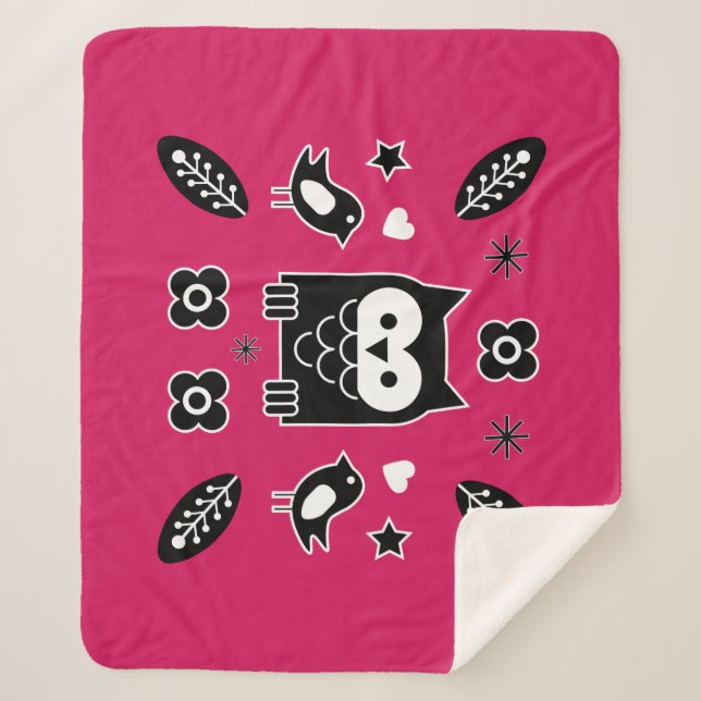 Skandinavisches Owl Folkloregeschenk Sherpadecke (Vorderseite)