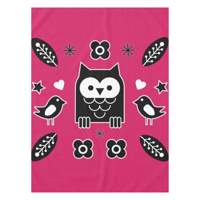 Skandinavisches Owl Folkloregeschenk Tischdecke (Vorderseite)
